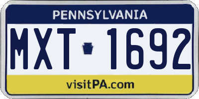 PA license plate MXT1692