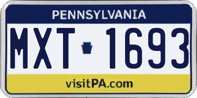 PA license plate MXT1693