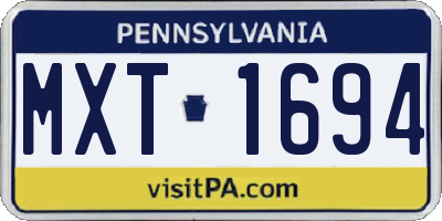 PA license plate MXT1694
