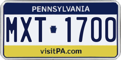 PA license plate MXT1700