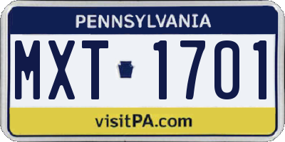 PA license plate MXT1701