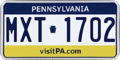 PA license plate MXT1702