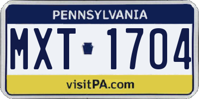 PA license plate MXT1704
