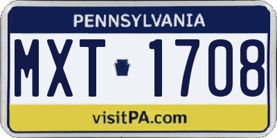 PA license plate MXT1708