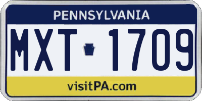 PA license plate MXT1709