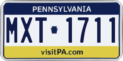 PA license plate MXT1711