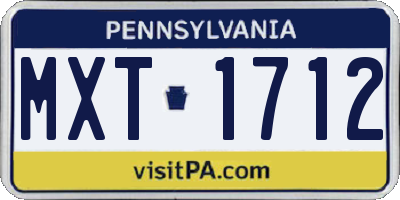 PA license plate MXT1712
