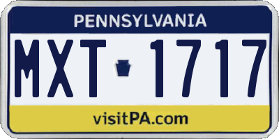 PA license plate MXT1717