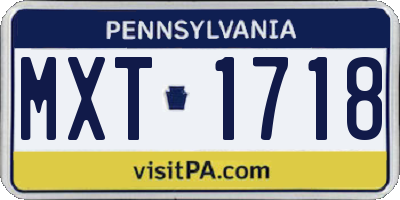 PA license plate MXT1718
