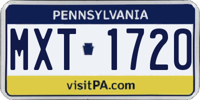 PA license plate MXT1720
