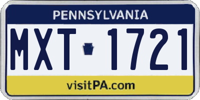 PA license plate MXT1721