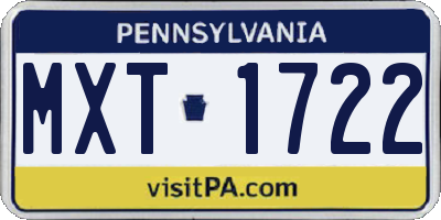 PA license plate MXT1722