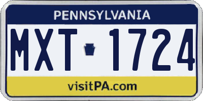 PA license plate MXT1724