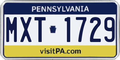 PA license plate MXT1729