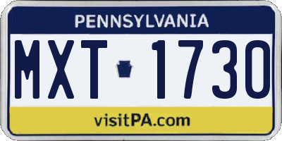 PA license plate MXT1730