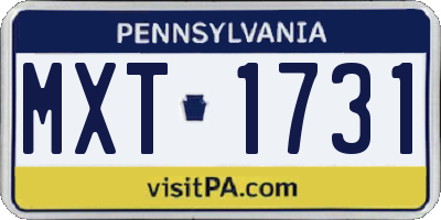PA license plate MXT1731
