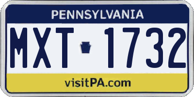PA license plate MXT1732