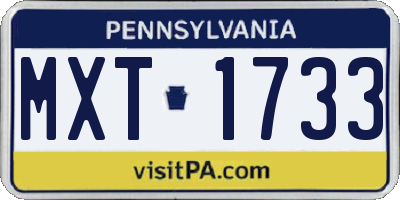 PA license plate MXT1733