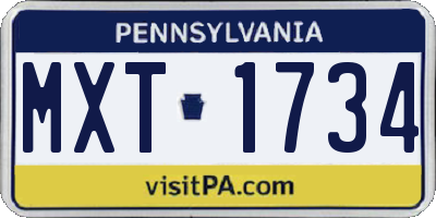 PA license plate MXT1734