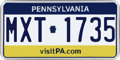 PA license plate MXT1735