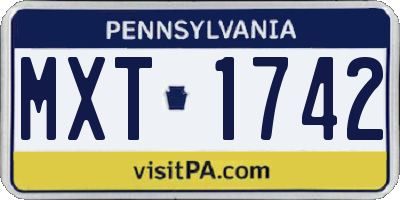 PA license plate MXT1742