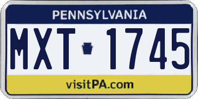 PA license plate MXT1745