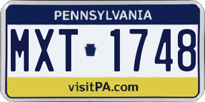 PA license plate MXT1748