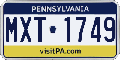 PA license plate MXT1749