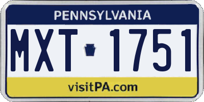 PA license plate MXT1751