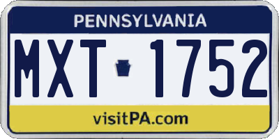 PA license plate MXT1752