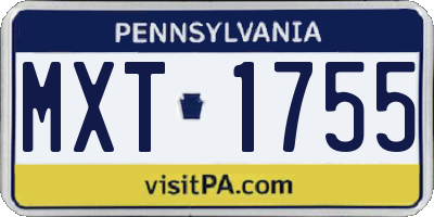 PA license plate MXT1755