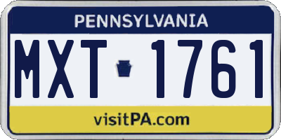 PA license plate MXT1761