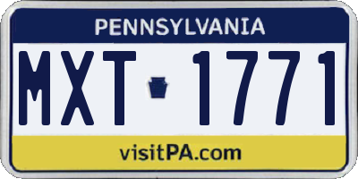PA license plate MXT1771