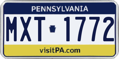 PA license plate MXT1772