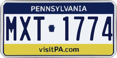 PA license plate MXT1774