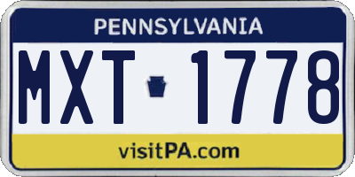 PA license plate MXT1778
