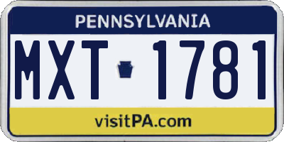 PA license plate MXT1781
