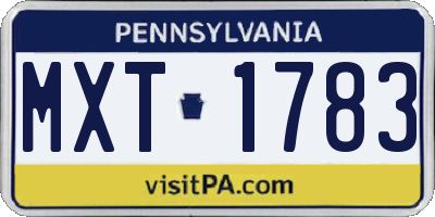 PA license plate MXT1783