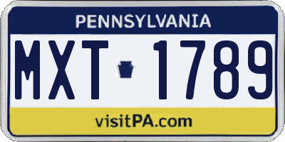 PA license plate MXT1789