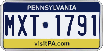 PA license plate MXT1791
