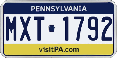 PA license plate MXT1792