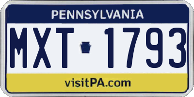 PA license plate MXT1793