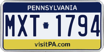 PA license plate MXT1794