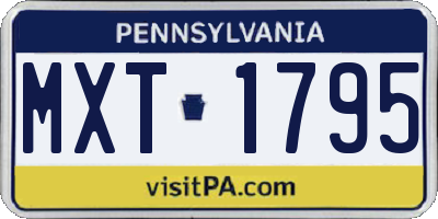 PA license plate MXT1795