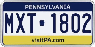 PA license plate MXT1802