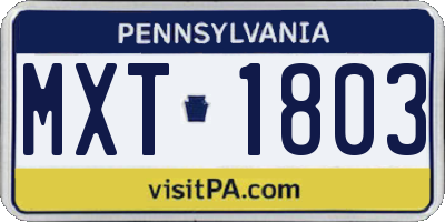 PA license plate MXT1803