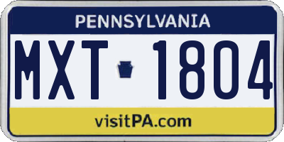 PA license plate MXT1804