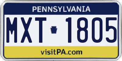PA license plate MXT1805