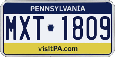 PA license plate MXT1809