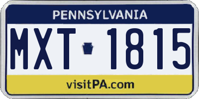 PA license plate MXT1815